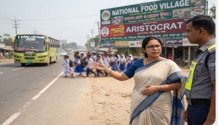 Sirajganj Highway restaurants drive illegal traffic as police turn a blind eye, endangering 1,500 students, pedestrians